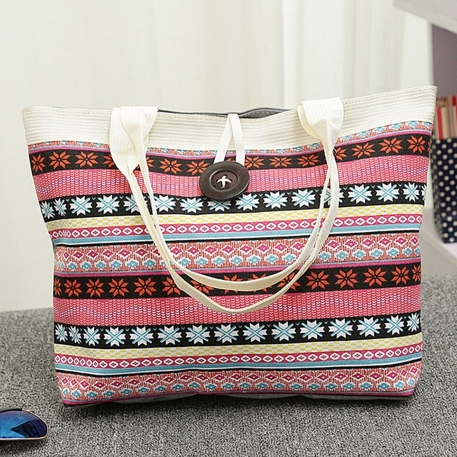 Women's National Wind Printed Canvas Tote