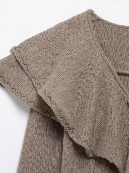 Spring European and American new fashionable layered decoration V-neck knitted sweater