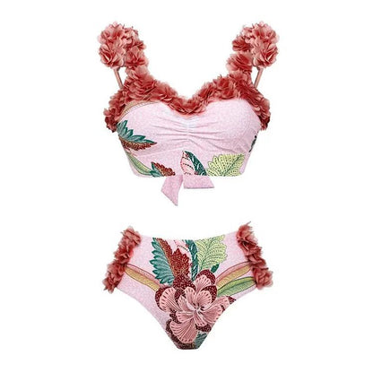 European and American conservative vacation beach hot spring swimsuit French retro one-piece bikini