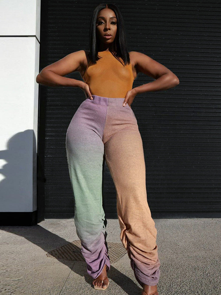 Women's Casual Colorful Temperament High-waist Loose-fitting Trousers