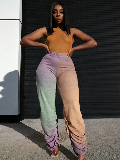 Women's Casual Colorful Temperament High-waist Loose-fitting Trousers