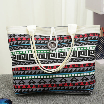 Women's National Wind Printed Canvas Tote