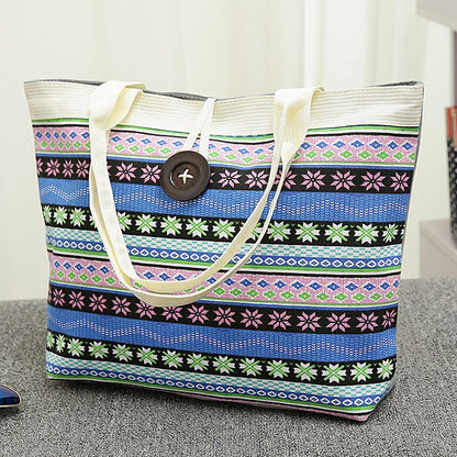 Women's National Wind Printed Canvas Tote