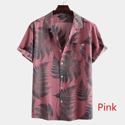 Casual Shirt Male Floral Cardigan Short Sleeve Fashion City