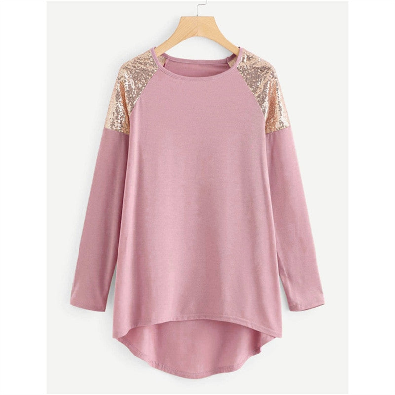 Spliced Sequins Loose Plus Size Women's Clothing