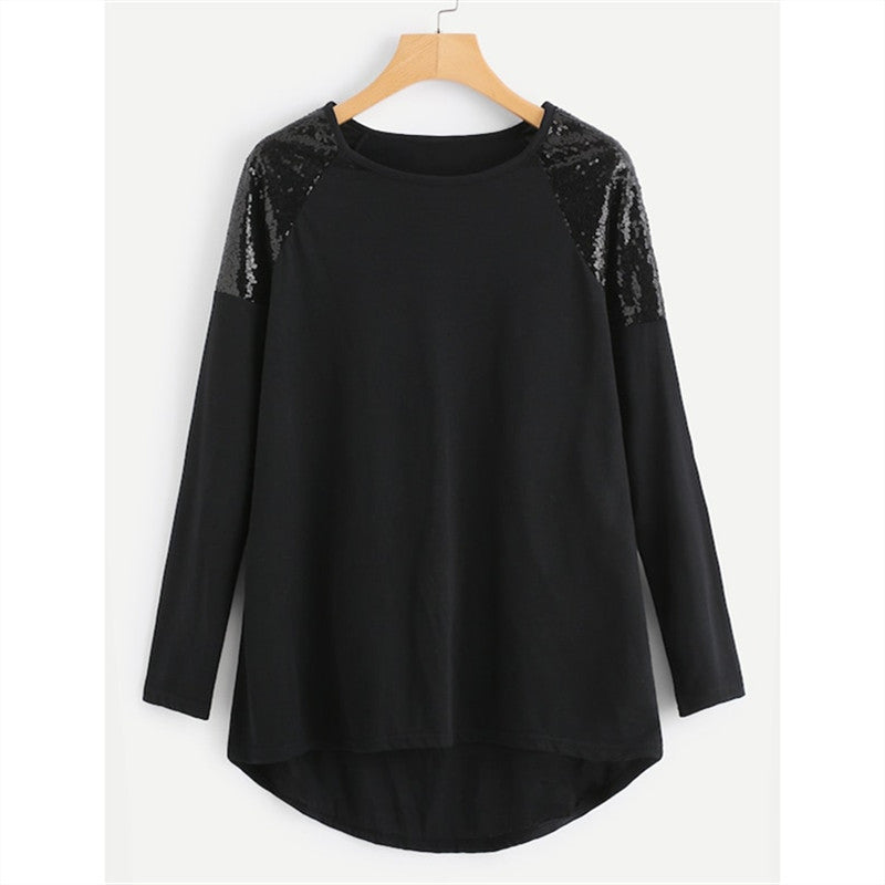 Spliced Sequins Loose Plus Size Women's Clothing
