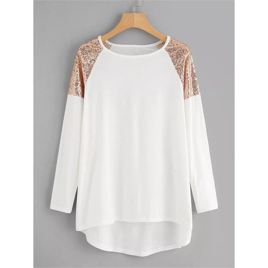 Spliced Sequins Loose Plus Size Women's Clothing