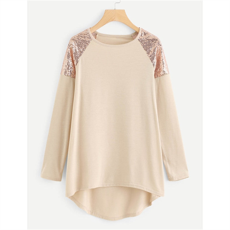 Spliced Sequins Loose Plus Size Women's Clothing