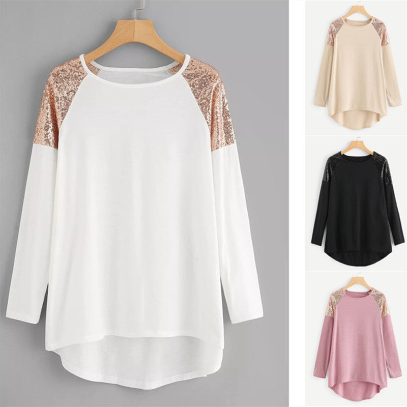 Spliced Sequins Loose Plus Size Women's Clothing