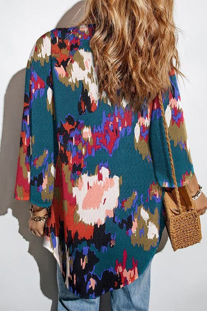 Fashion Flower Print Shirt Jacket Women Top