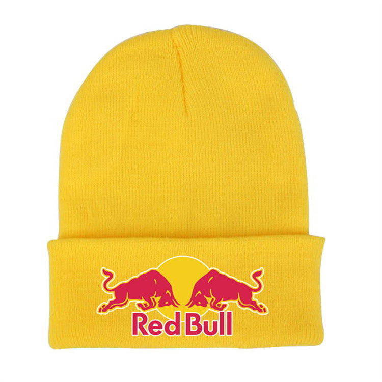 Letter yarn knitted hat men's and women's cold hat printed pullover hat ear protection pile windproof hat