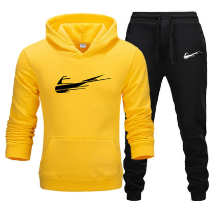 Printed hoodie casual sports hoodie men's and women's set autumn and winter fashion with fleece pullover hoodie