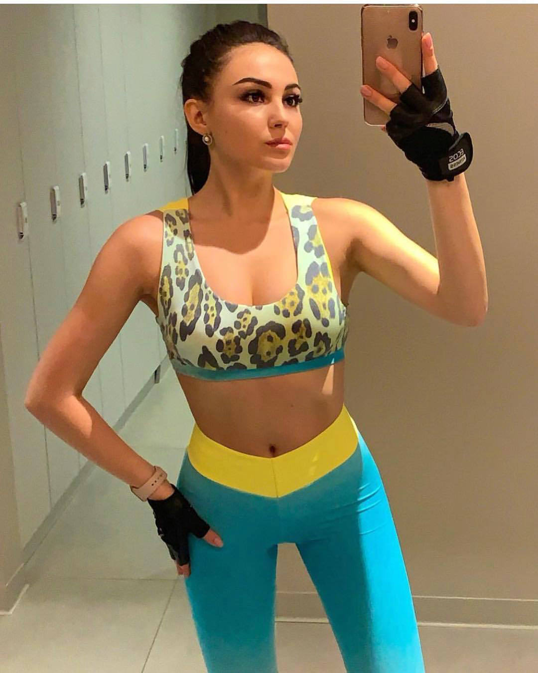 Women's European And American Leopard Print Fitness Sports Suit