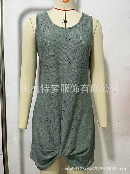Lace-Up Knot Beach Resort Dress