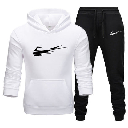 Printed hoodie casual sports hoodie men's and women's set autumn and winter fashion with fleece pullover hoodie