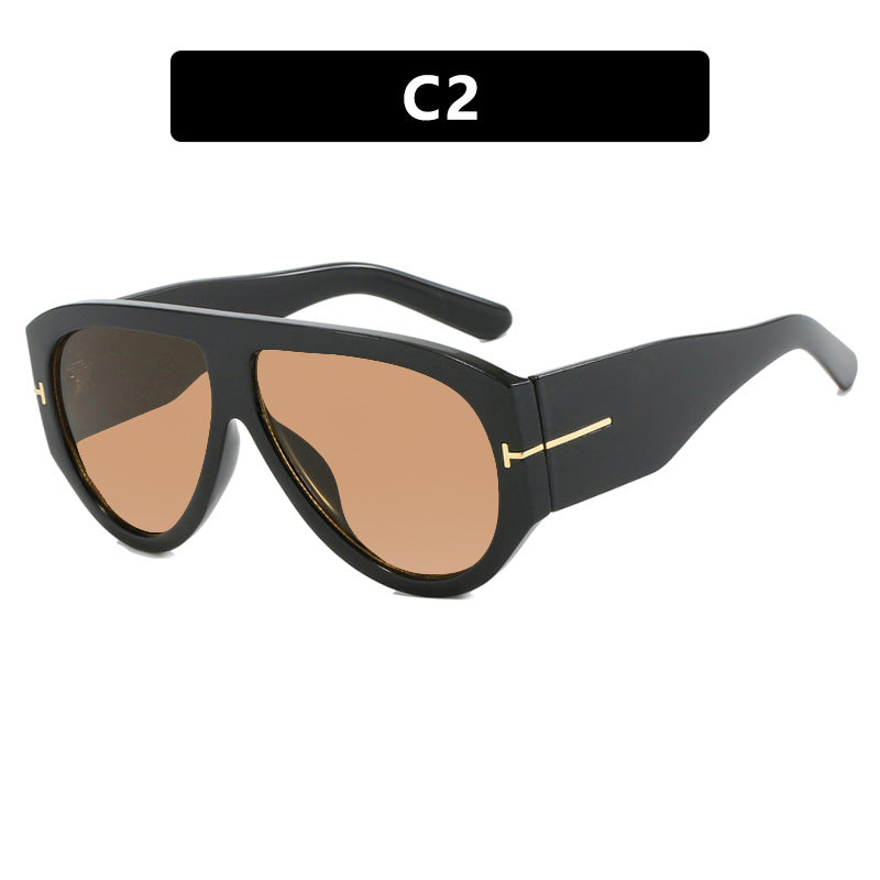 T-shaped large frame sunglasses, pilot's toad fashion cross-border sunglasses, personalized women's sunglasses