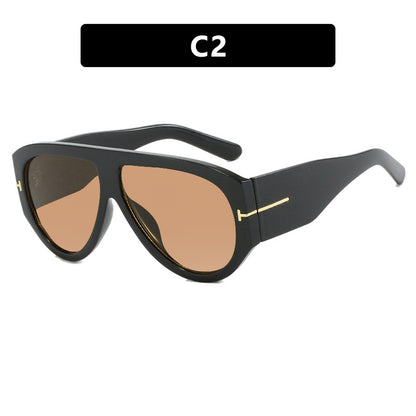 T-shaped large frame sunglasses, pilot's toad fashion cross-border sunglasses, personalized women's sunglasses