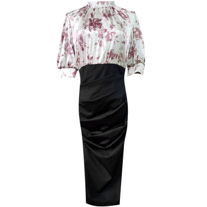 Printed Slim-fit Slimming Middle Sleeve French One-step