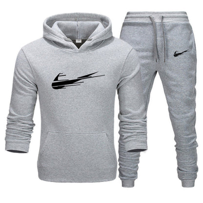 Printed hoodie casual sports hoodie men's and women's set autumn and winter fashion with fleece pullover hoodie