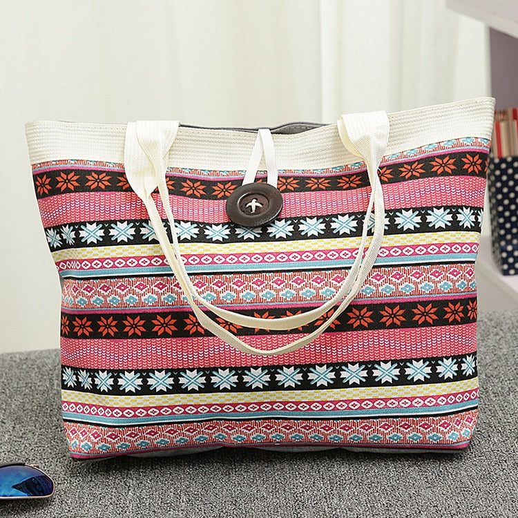 Women's National Wind Printed Canvas Tote