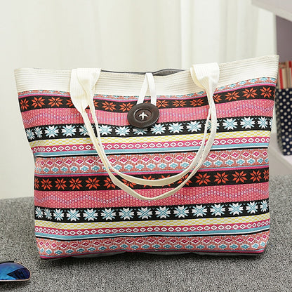 Women's National Wind Printed Canvas Tote