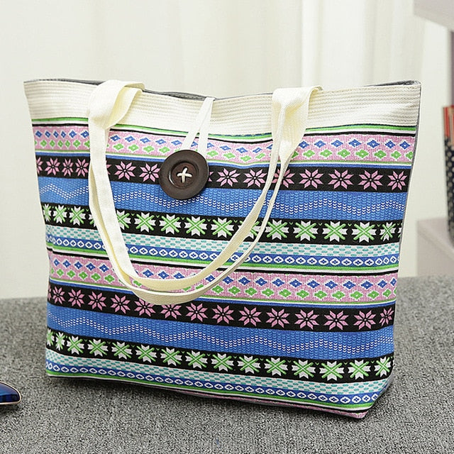 Women's National Wind Printed Canvas Tote