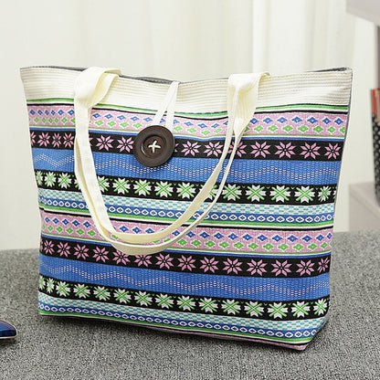 Women's National Wind Printed Canvas Tote