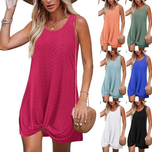Lace-Up Knot Beach Resort Dress