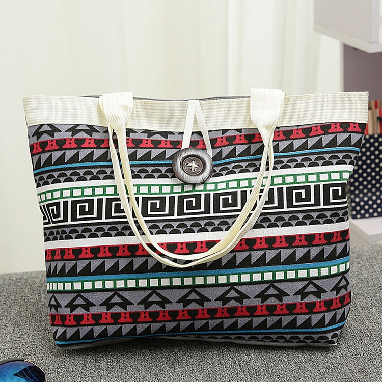 Women's National Wind Printed Canvas Tote