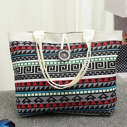Women's National Wind Printed Canvas Tote