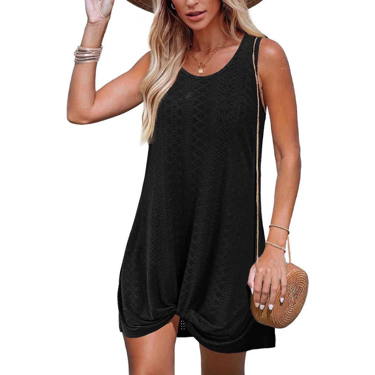 Lace-Up Knot Beach Resort Dress