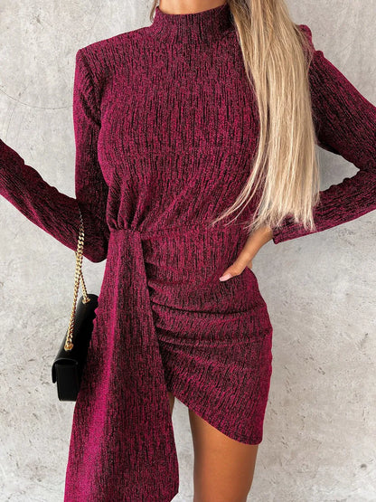 New hot stamping fashionable long sleeved dress casual party high neck dress