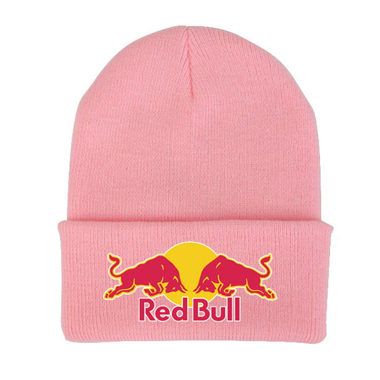 Letter yarn knitted hat men's and women's cold hat printed pullover hat ear protection pile windproof hat