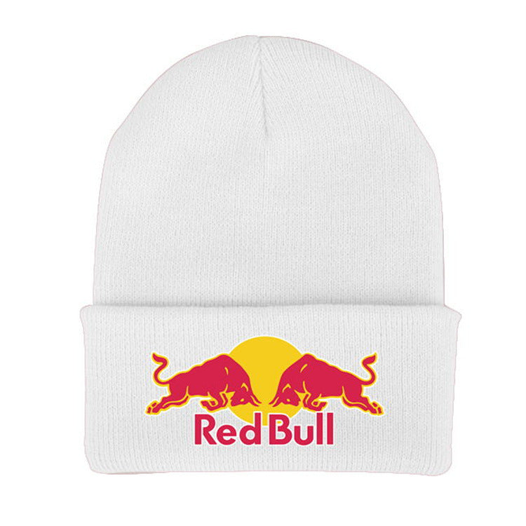 Letter yarn knitted hat men's and women's cold hat printed pullover hat ear protection pile windproof hat