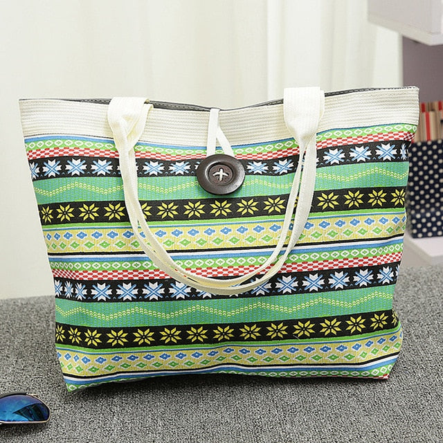 Women's National Wind Printed Canvas Tote