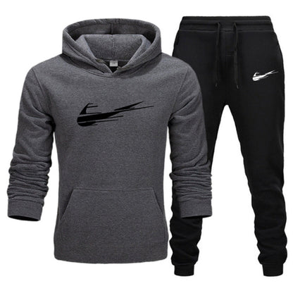 Printed hoodie casual sports hoodie men's and women's set autumn and winter fashion with fleece pullover hoodie
