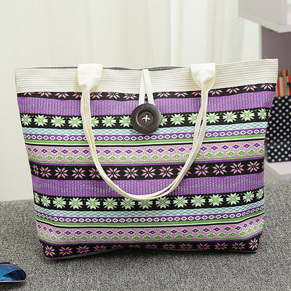 Women's National Wind Printed Canvas Tote