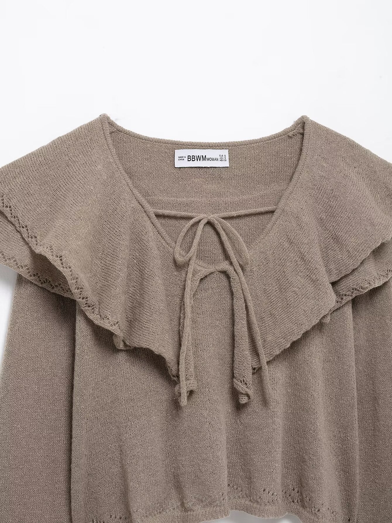 Spring European and American new fashionable layered decoration V-neck knitted sweater