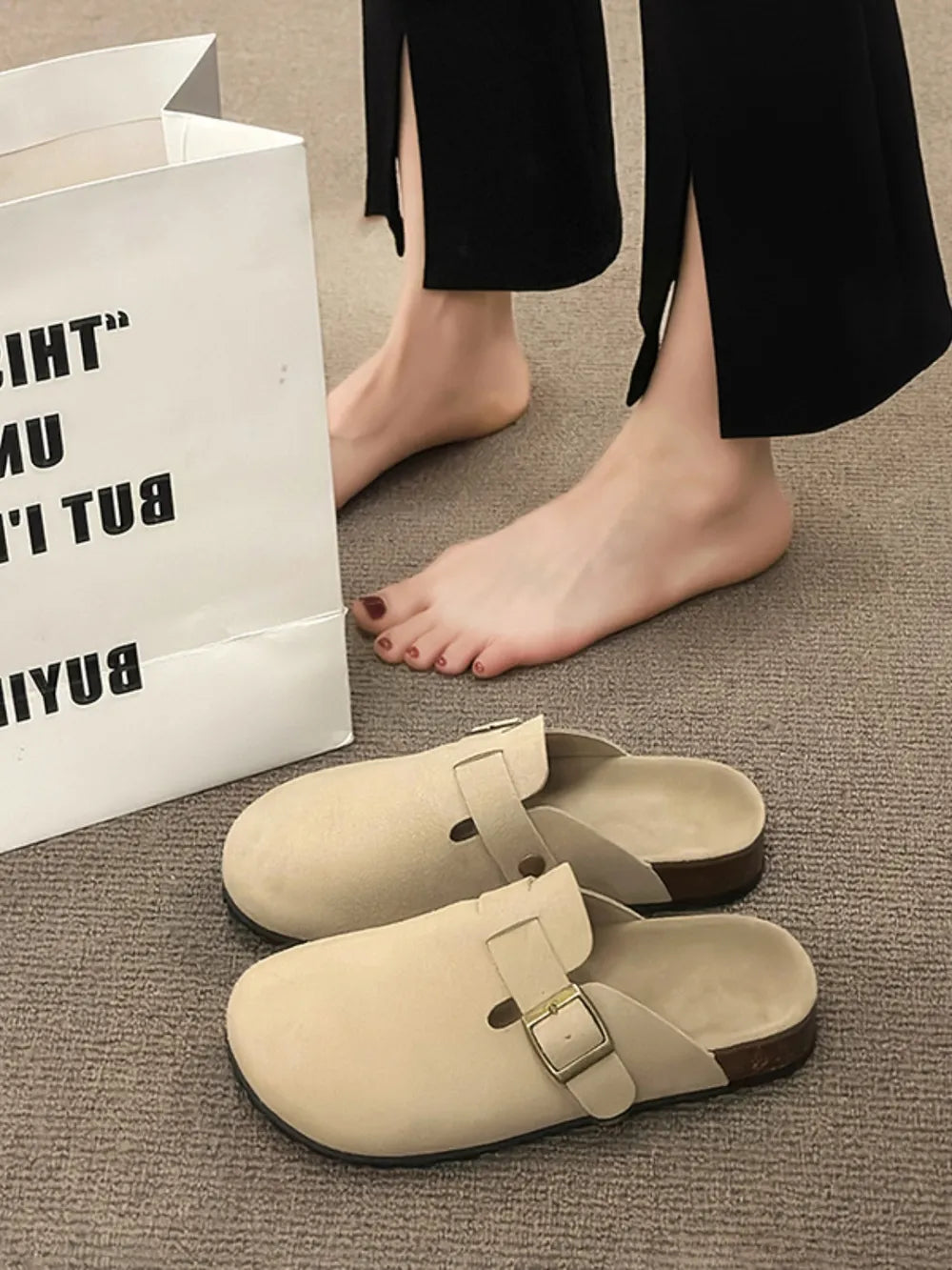 Round Toe Buckle Slip-Ons