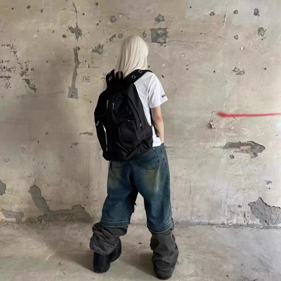 Nylon Multi-pocket Black Tactical Large Capacity Backpack