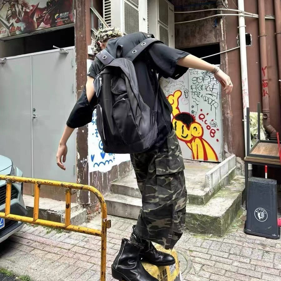 Nylon Multi-pocket Black Tactical Large Capacity Backpack