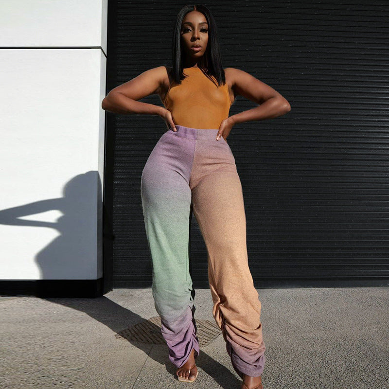 Women's Casual Colorful Temperament High-waist Loose-fitting Trousers