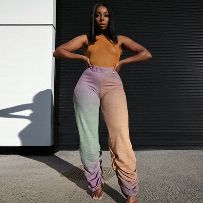 Women's Casual Colorful Temperament High-waist Loose-fitting Trousers